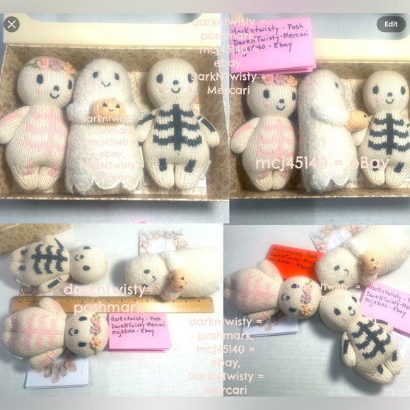 3 Pc BNWT CUDDLE + KIND 1 BOUCLE ALPACA GHOST W PUMP AND 2 KNIT SKELETON BABIES - Picture 3 of 16